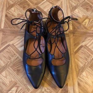 Faux Leather Lace up Flats
